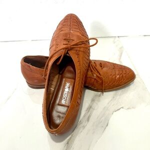 Apostrophe‎ woven Women's Brown Leather Loafers 8